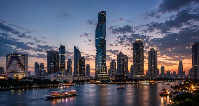 Skyscraper tower at dusk