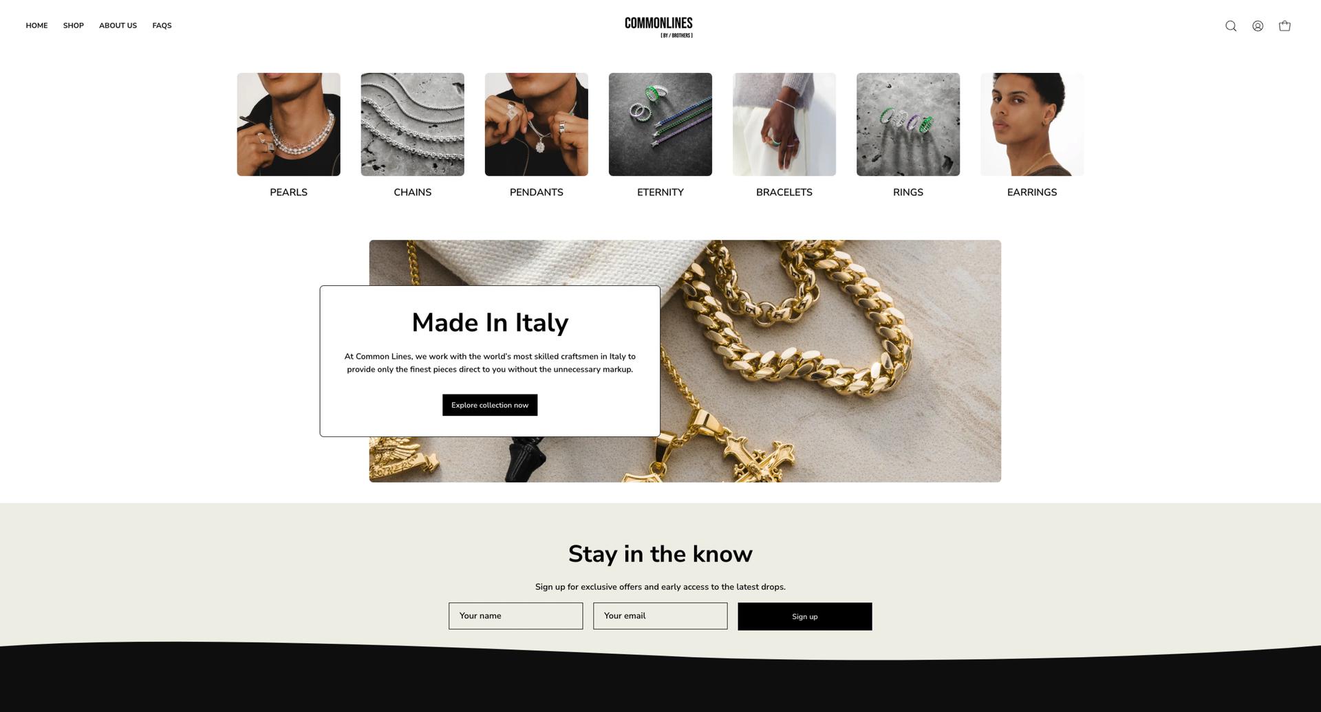 Common Lines made in Italy section