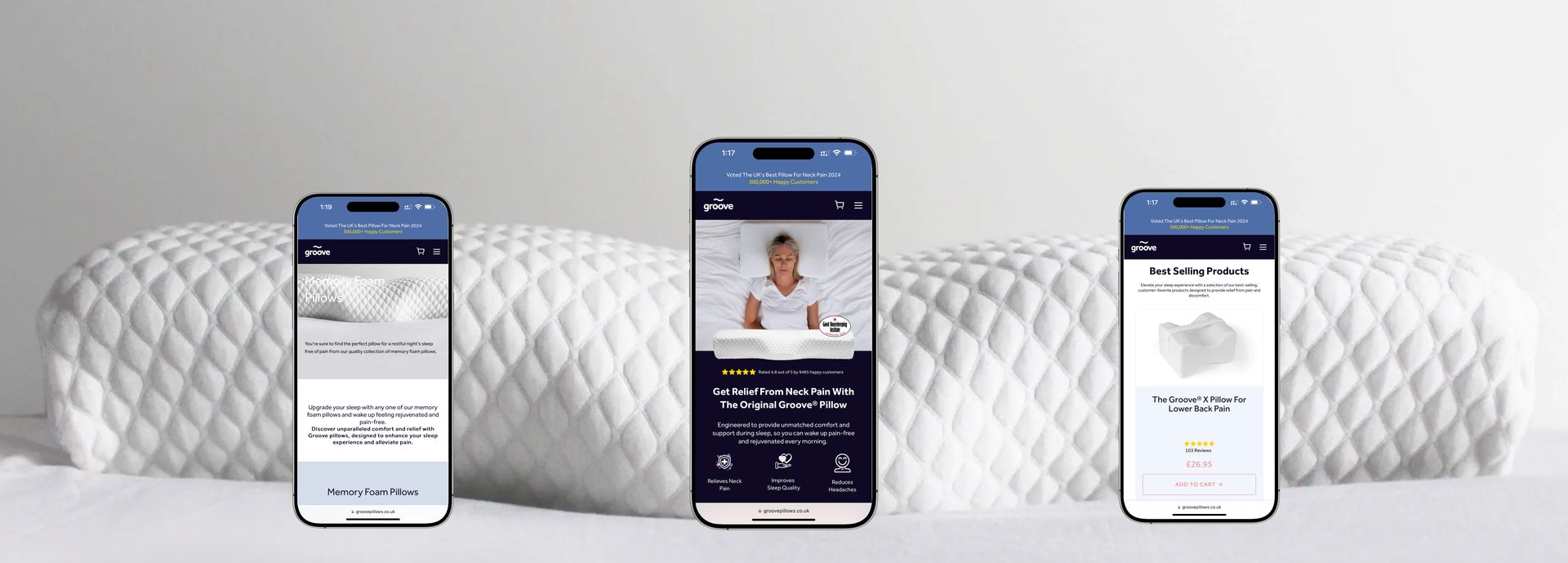 Groove Pillow website and product showcase