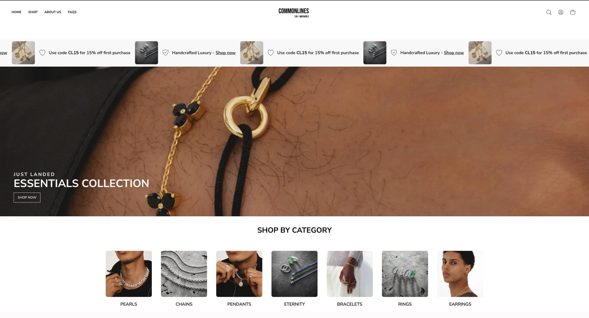 Common Lines shop by category section