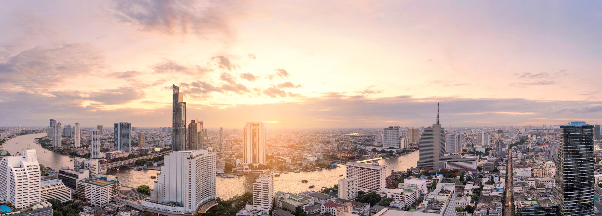 Bangkok skyline panorama at sunset