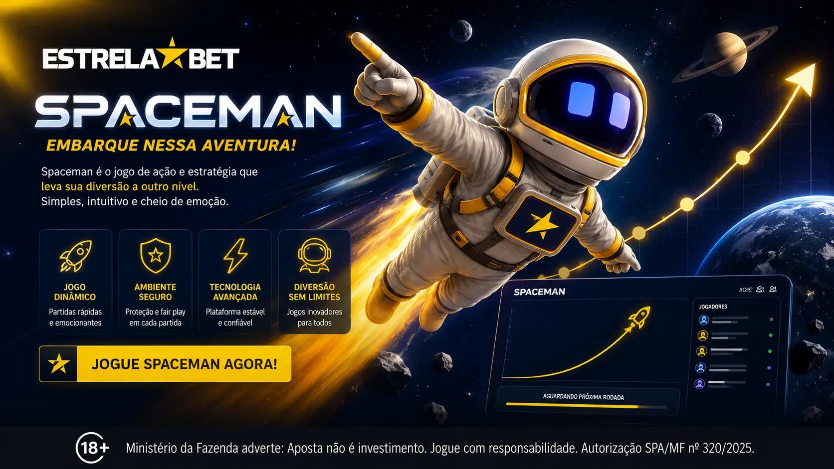 Banner do jogo Spaceman disponível no Cassino EstrelaBet.
