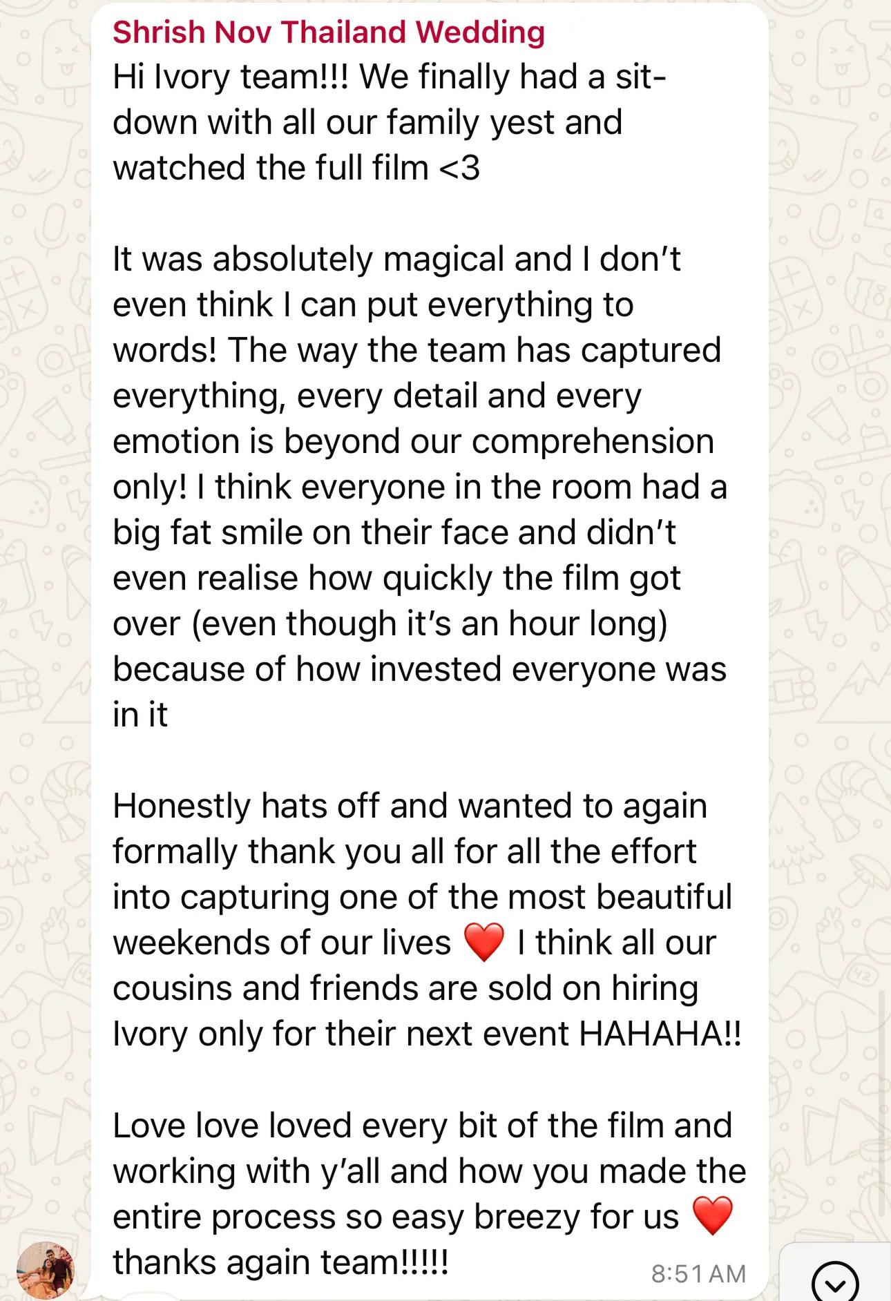 Client testimonial screenshot