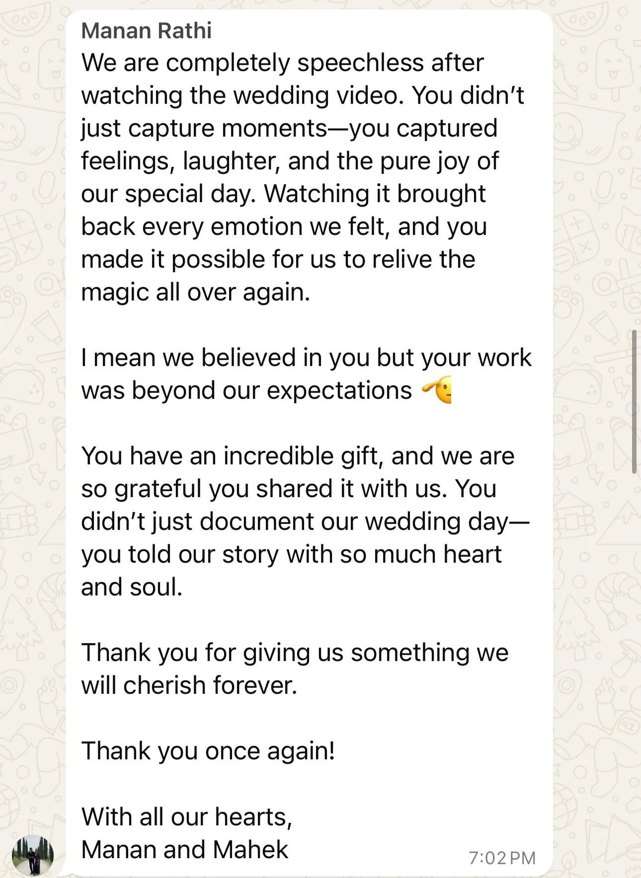 Client testimonial screenshot