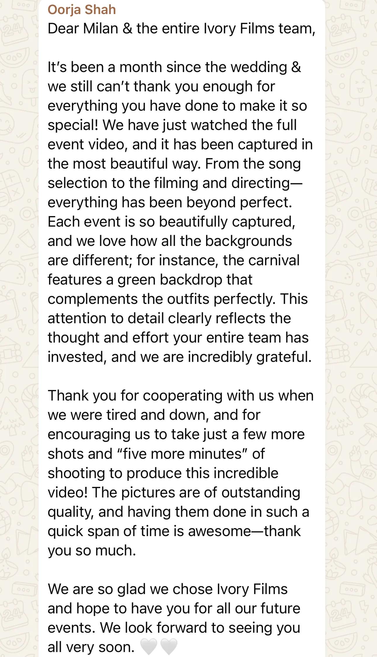 Client testimonial screenshot