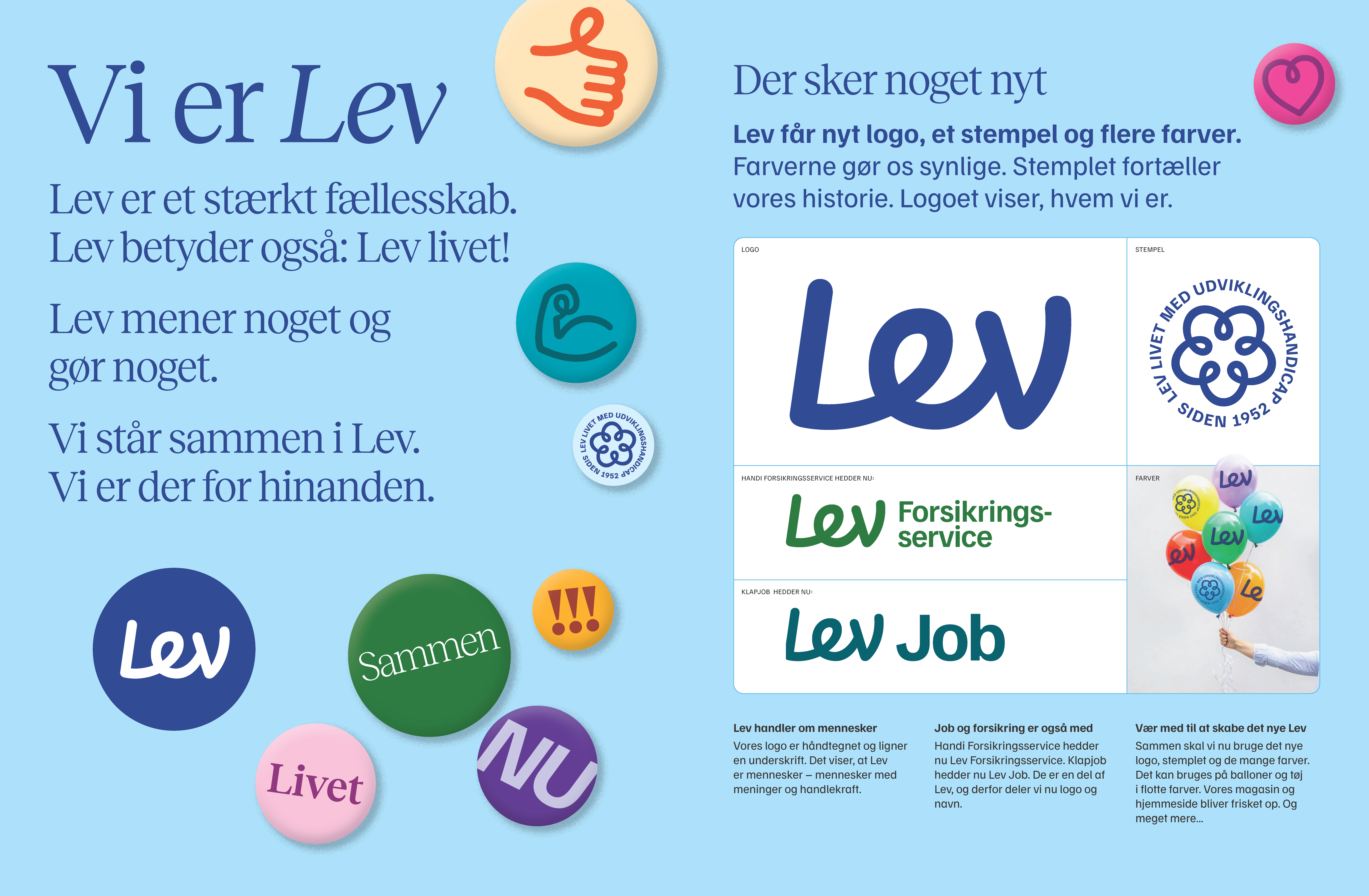 Visualisering der viser Levs logo og farver