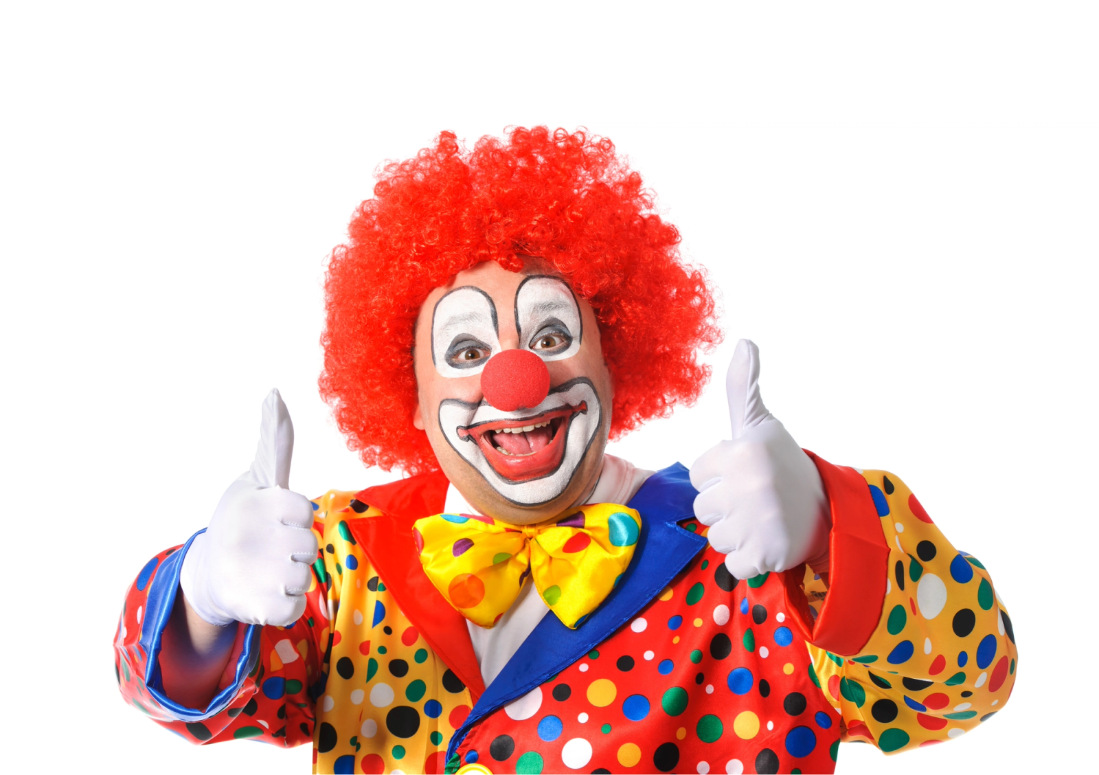 Klovn smiler og har tommel op