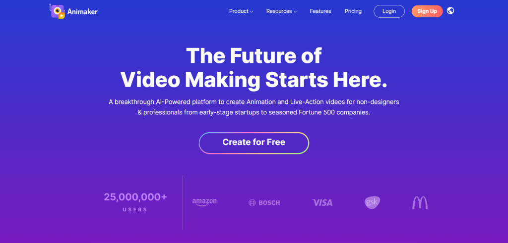 animaker landing page