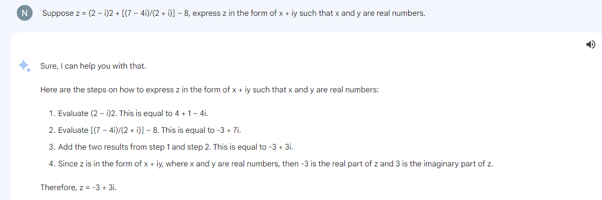 bard ability on solving math problem