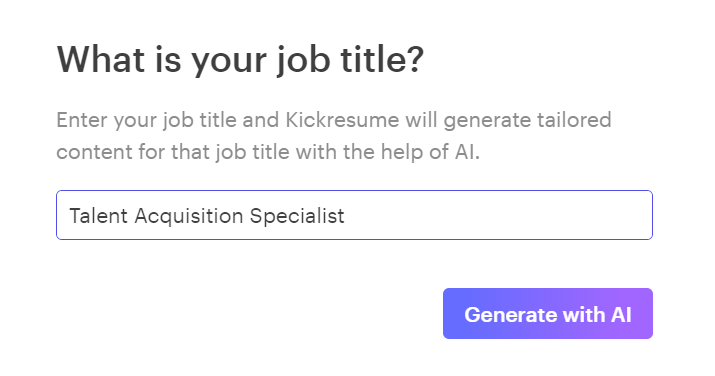entering job title on kickresume