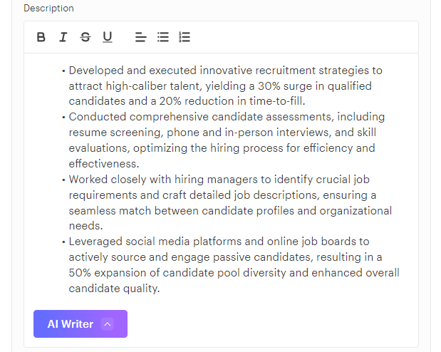 kickresume rewriting work experience section