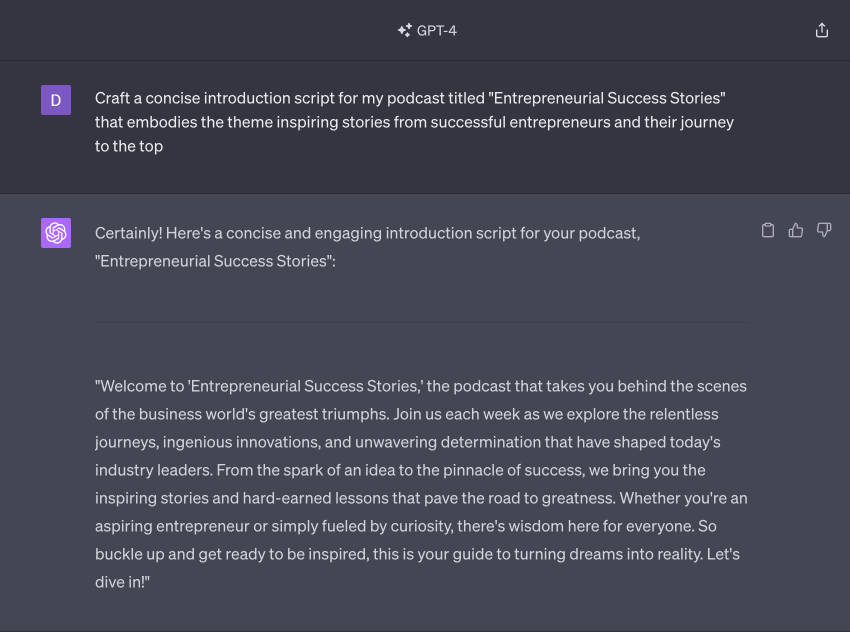 chatgpt prompt for podcaster