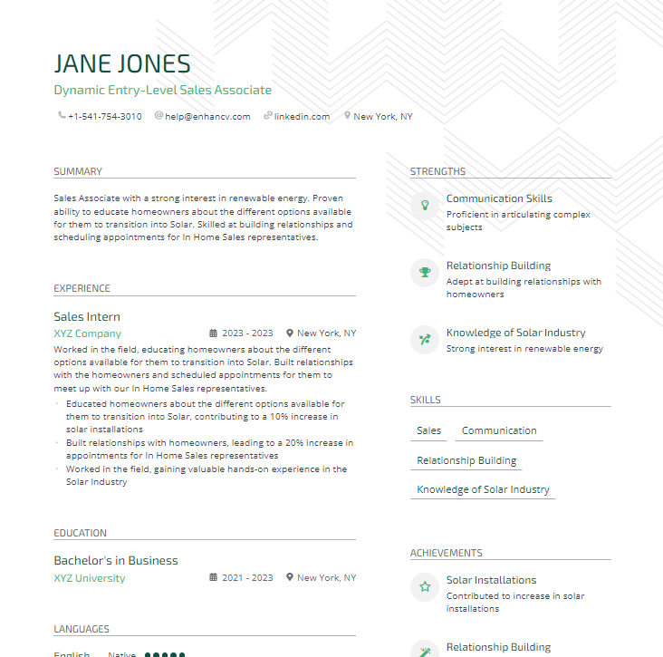 enhancv personalized resume example