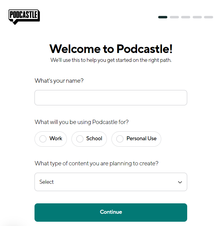 podcastle onboarding questions