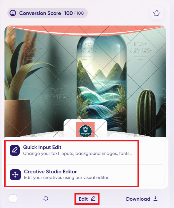 ad creative quick input editor