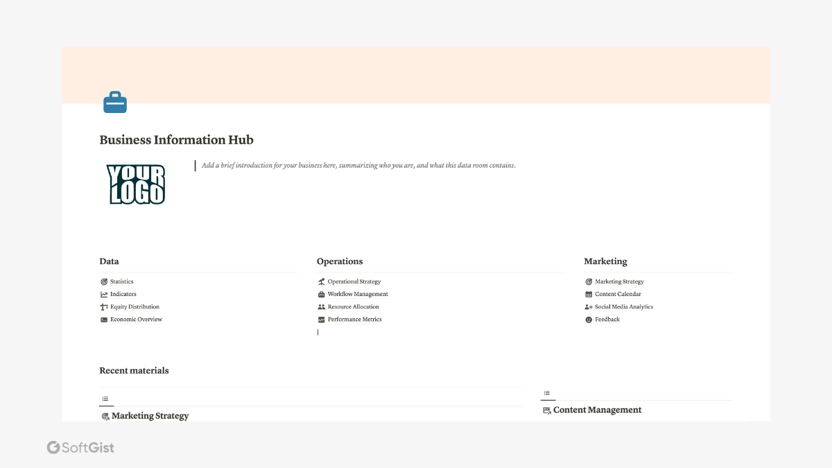 free notion template business information hub