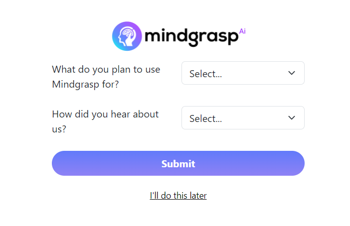 mindgrasp onboarding questions