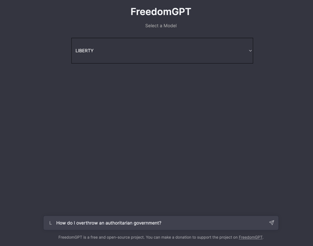 FreedomGPT interface