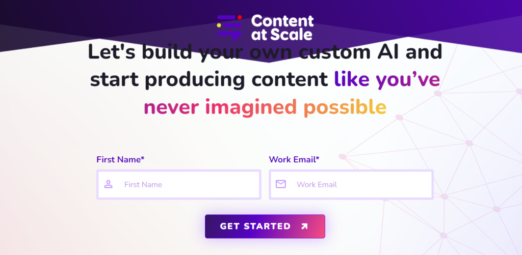 signup page of content at scale