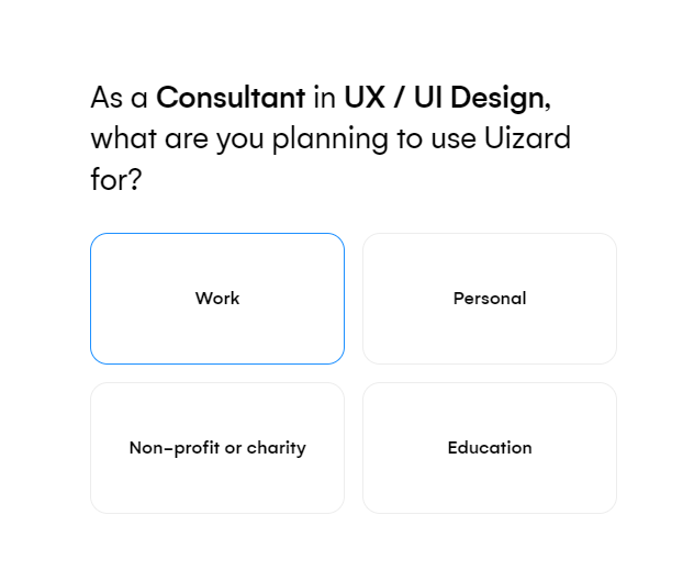 uizard onboarding questions