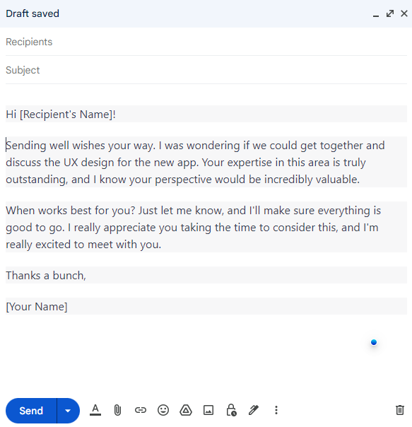 different version of example email