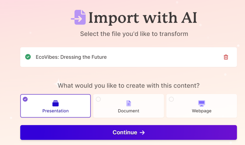 gamma ai content creation options