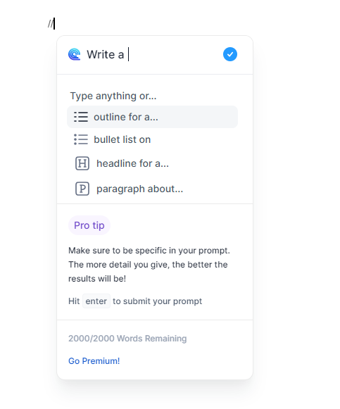 ai assistant writing feature