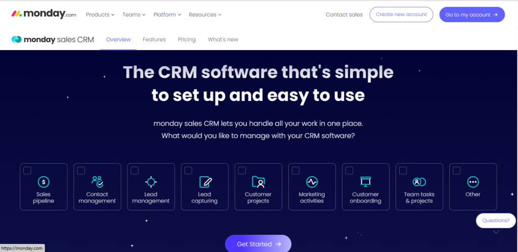 monday.com crm page