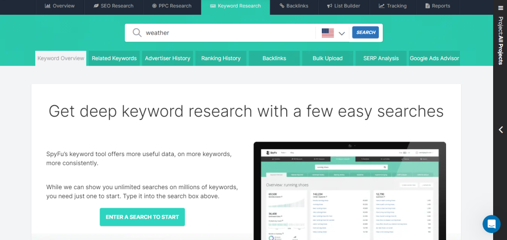 spyfu keyword research tool