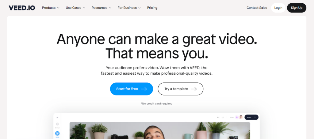 veed io landing page