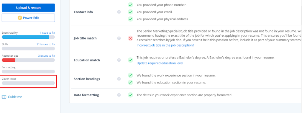 jobscan cover letter optimization