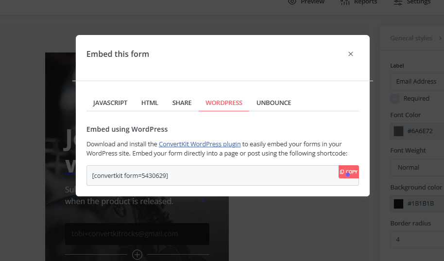 convertkit how to embed form