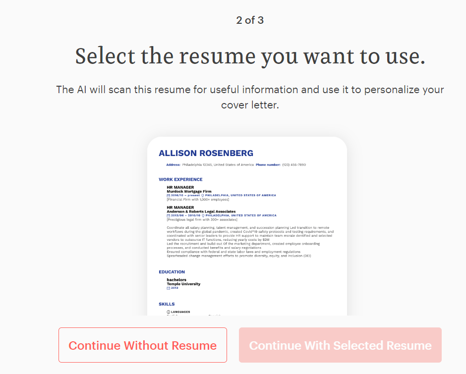 customizing cover letter to resume
