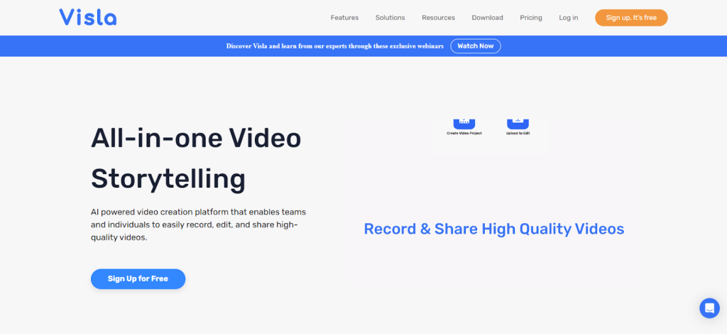 visla landing page