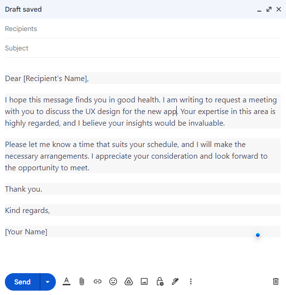 improve text in example email