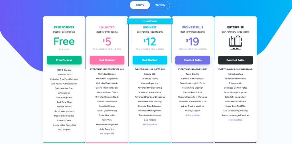 clickup pricing