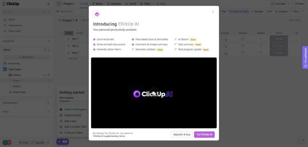 clickup ai and automation feature reviewed