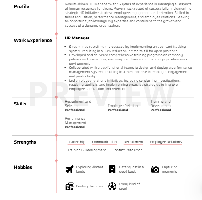kickresume generated resume example