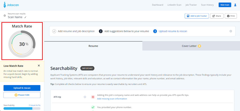 jobscan resume match score