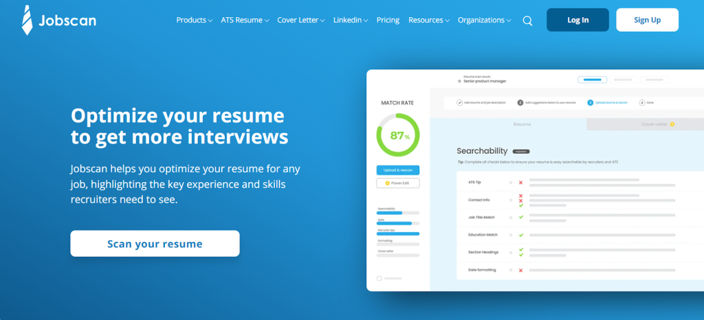 jobscan landing page