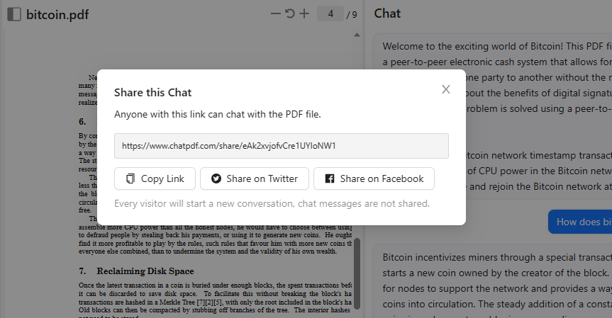 share chat through link