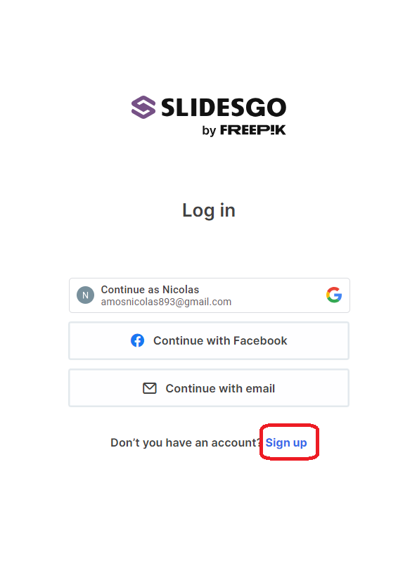 slidesgo log in page