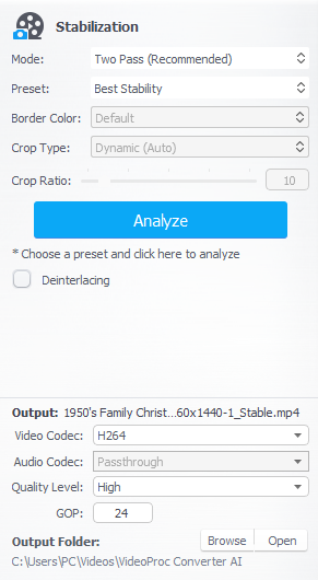 videoproc stabilization settings