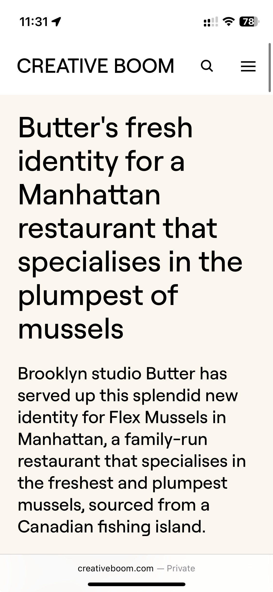 Butter's fresh identity for a Manhattan restaurant that specialises in the plumpest of mussels