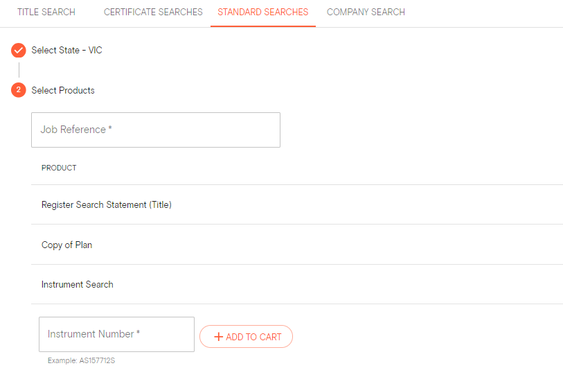 How to complete a standard search in Vic for an instrument | Landchecker