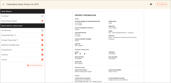 How to customise Premium Property Reports