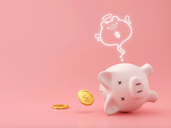 Une tirelire décédée dont l'âme s'envole