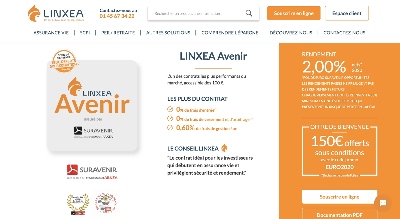 Capture d'écran avis LINXEA Avenir