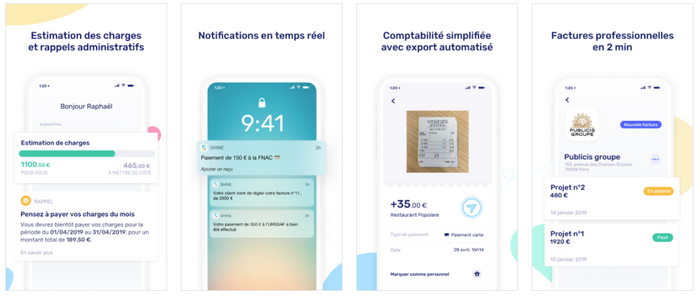 Capture d'écran application Shine