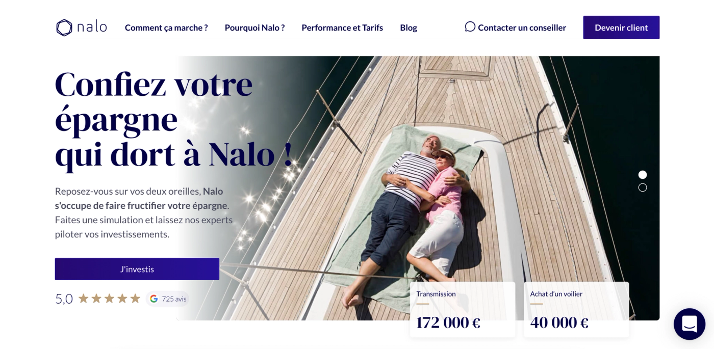 Capture d'écran du site de Nalo